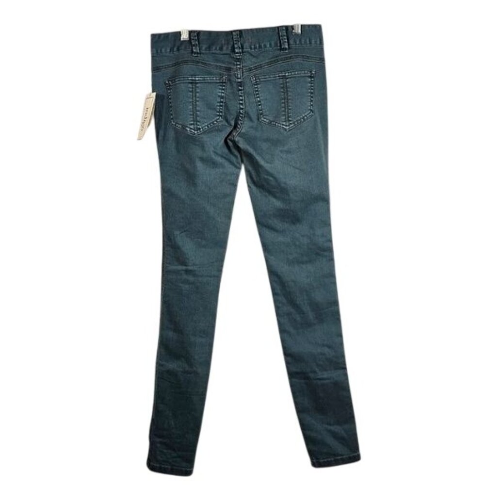 Free People Low Rise Skinny Jeans 26 Teal Stretch Y2K Urban Slim Streetwear - Picture 2 of 12